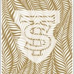 Botanical leaf pattern with company logo.