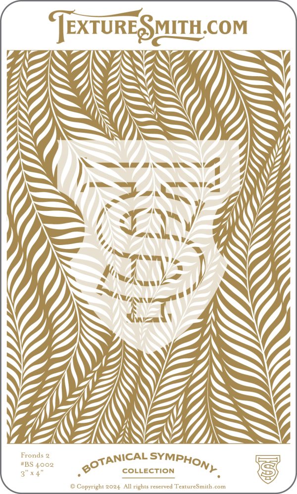 Botanical leaf pattern with company logo.