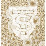 Botanical design with intricate floral patterns.