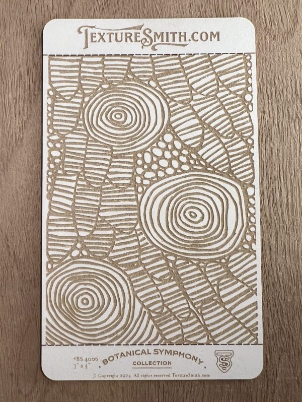 Abstract botanical pattern on textured card.