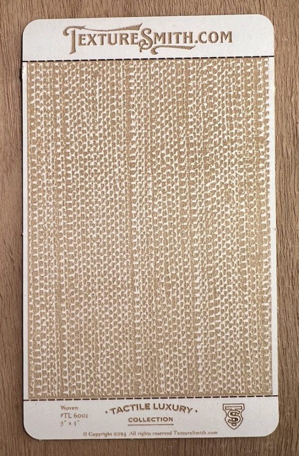 Woven texture sample on display card.