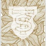 Botanical leaf pattern, intricate line design.