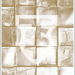 Geometric copper tiles with textured surface pattern.