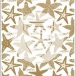 Pattern of brown starfish on white background.