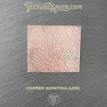 Copper with patina texture sample display.