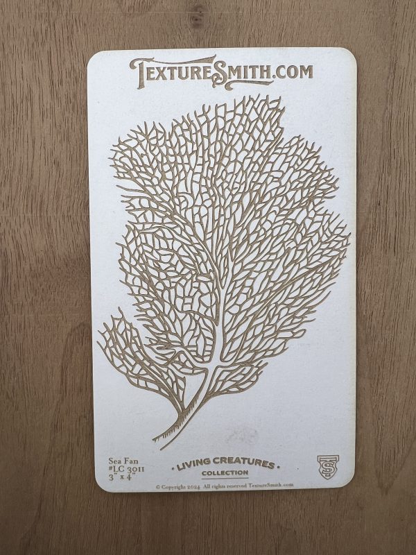Sea fan illustration on textured card.