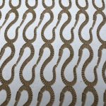Brown serpentine pattern on white background.