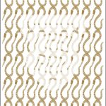 Pattern of repeating worm shapes on card.