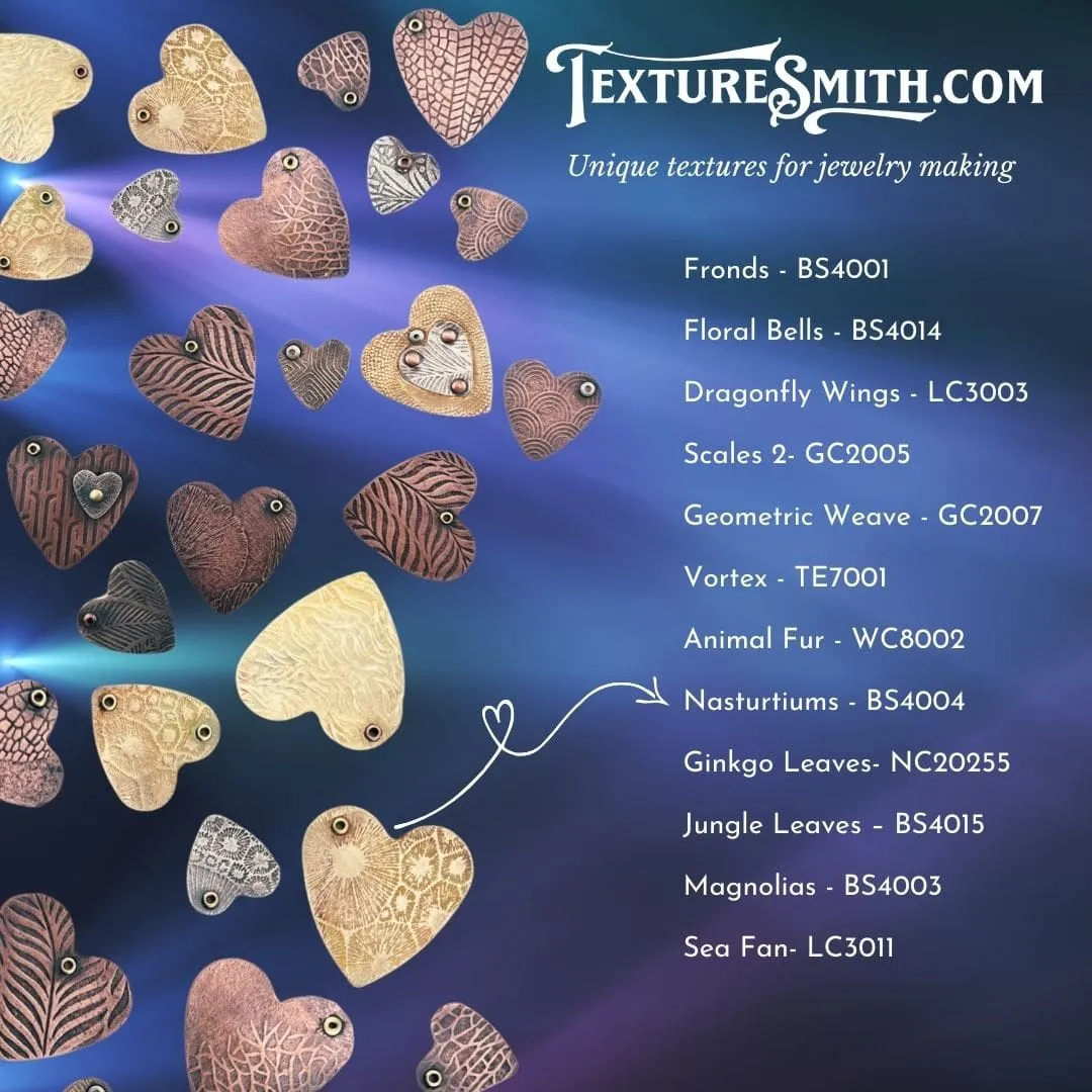 Heart-shaped texture samples for jewelry