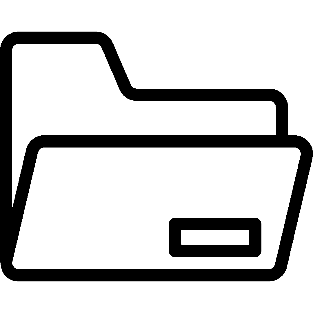 Icon of a black folder with a tab.