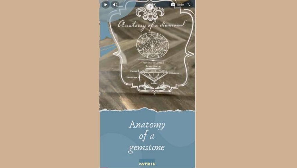 Illustrated anatomy of a gemstone in a vintage style.