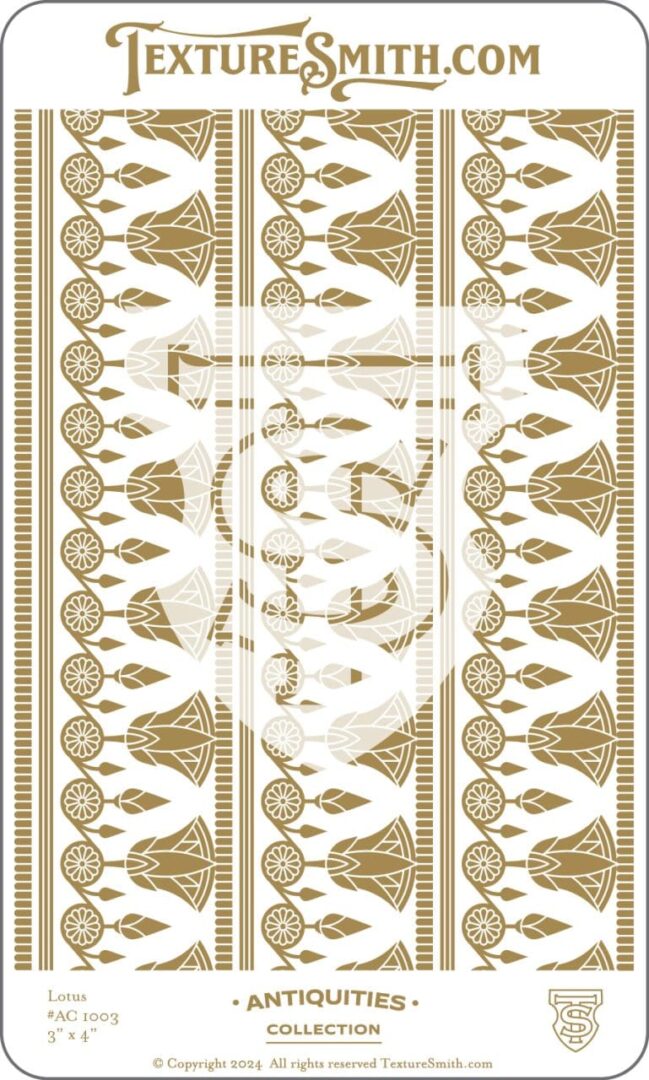 Intricate gold and white geometric pattern with ornate floral motifs.