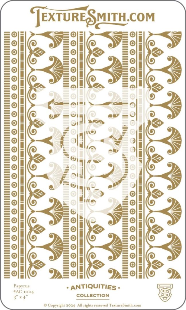 Intricate gold and white patterned fabric with symmetrical floral and geometric designs.