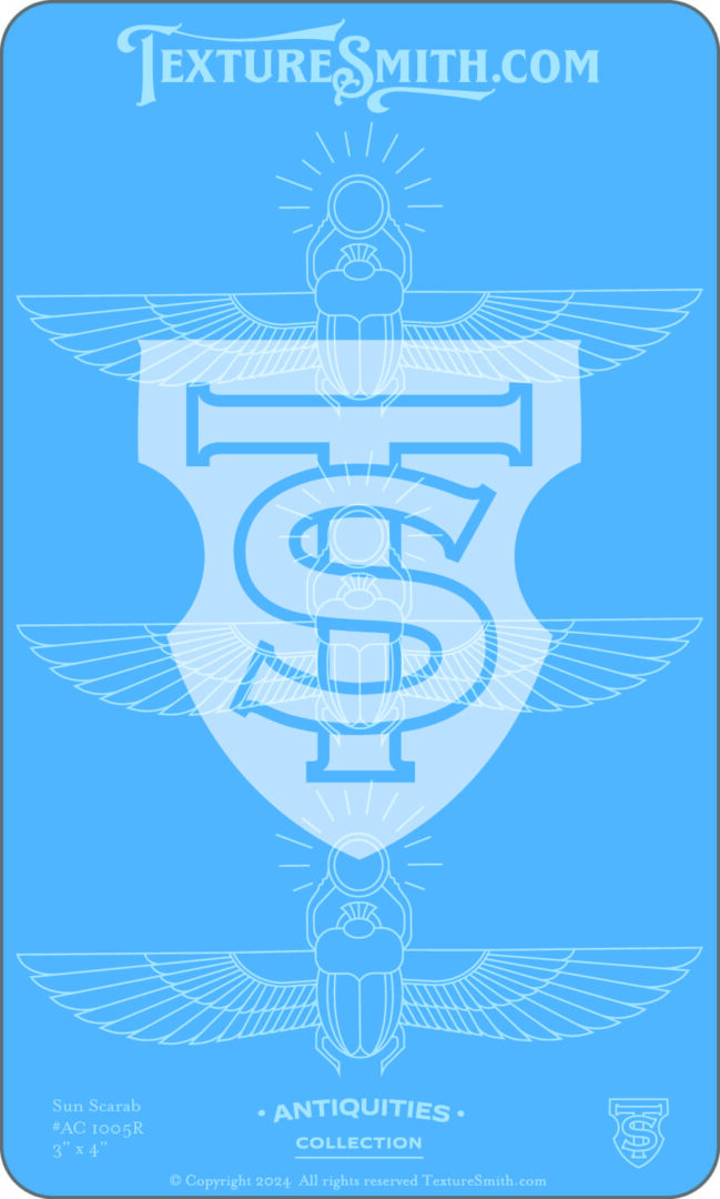 Stylized emblem with intertwined letters and winged design on blue.