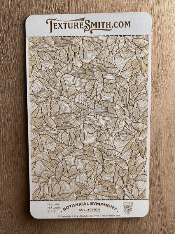 Beige and brown leaf-patterned wallpaper sample with intricate detailing.