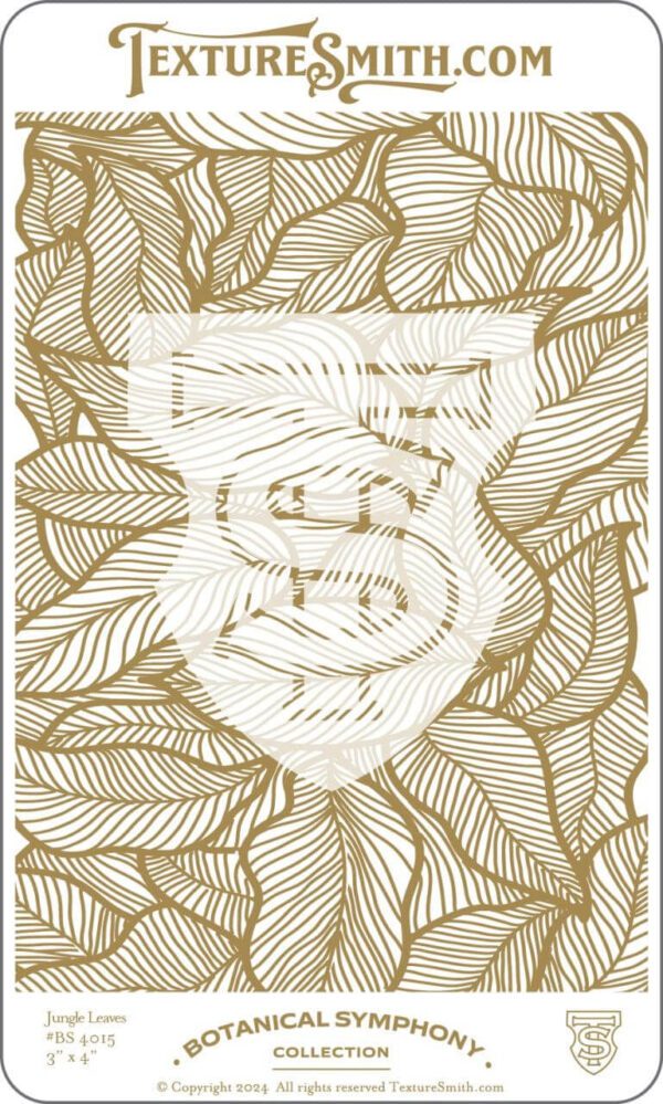 Intricate gold leaf pattern with a stylized number five.