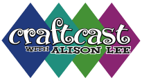 Colorful diamond-shaped logo for Craftcast with Alison Lee.