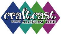 Colorful logo with the text 'Craftcast with Alison Lee' on diamond shapes.