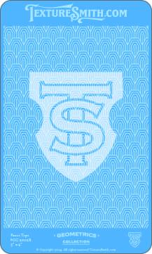 Blue emblem with stylized letters T, S, and I on a patterned background.