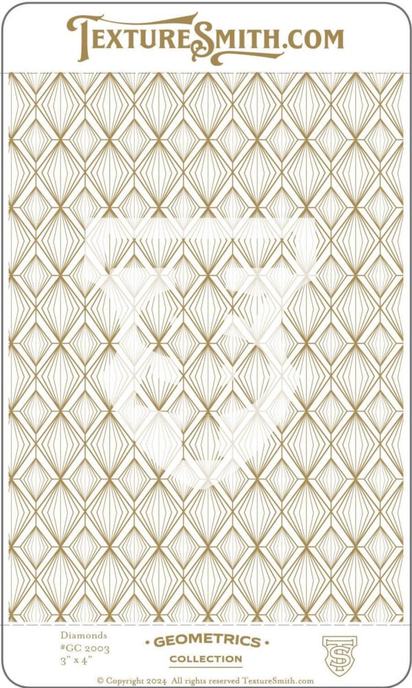 Elegant geometric wallpaper with gold diamond patterns on a white background.
