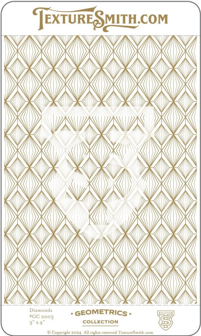 Elegant geometric wallpaper with gold diamond patterns on a white background.