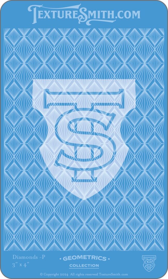Blue textured background with a white emblem featuring stylized letters.