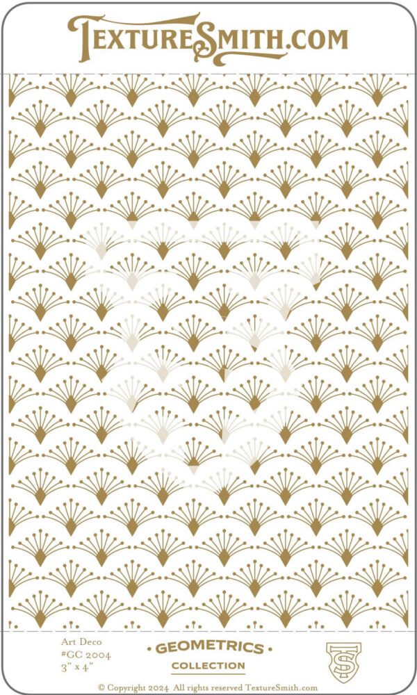 Elegant white and gold fan-patterned wallpaper with a vintage art deco style.