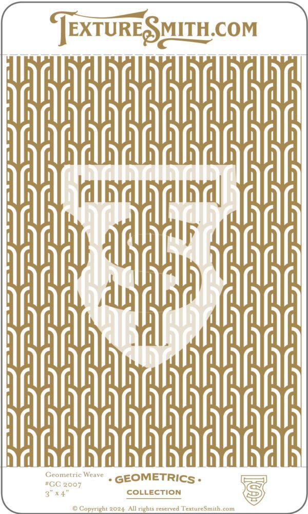 A stylized white mask icon on a geometric gold patterned background.