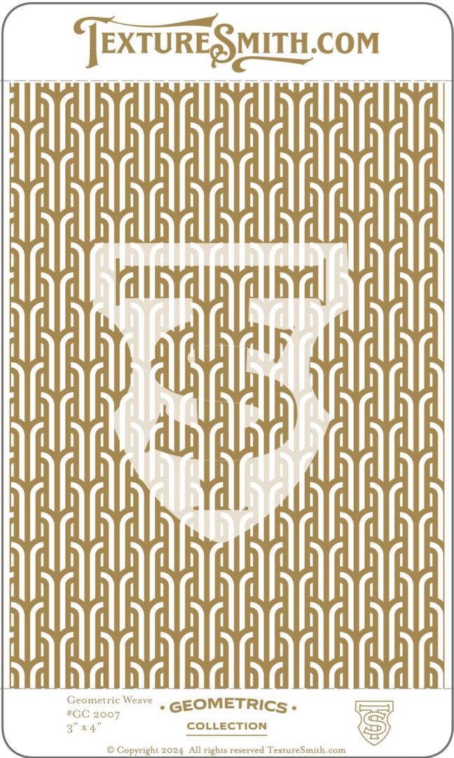 A stylized white mask icon on a geometric gold patterned background.