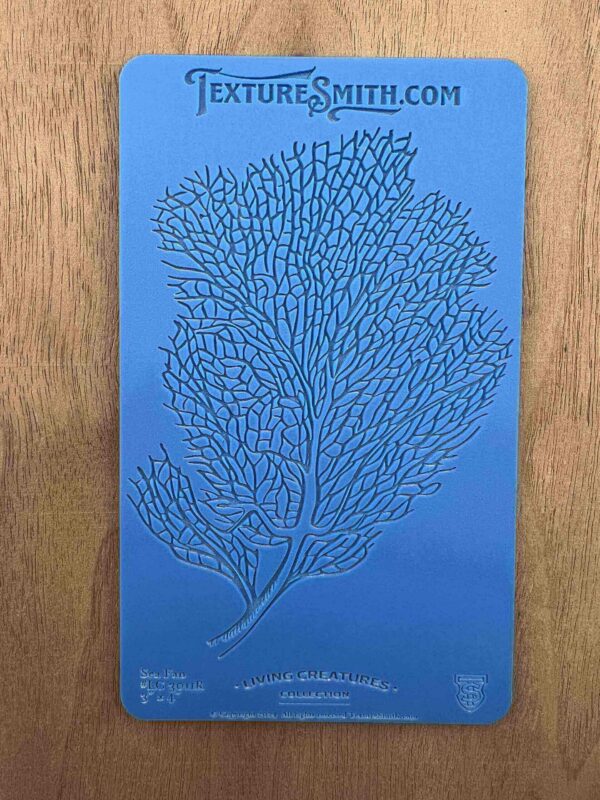 Detailed blue coral illustration on blue background.