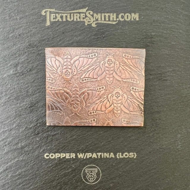 Glossy copper sheet with intricate kupatna texture.