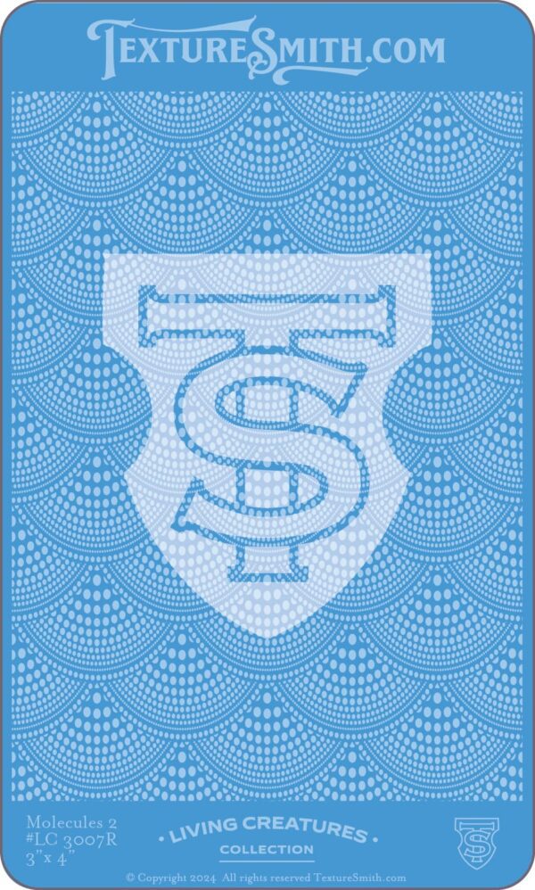 A blue patterned shield with intertwined letters T and S.