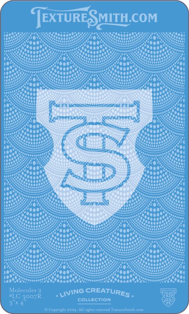 A blue patterned shield with intertwined letters T and S.