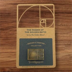 Book titled 'The Power of the Golden Ratio' with a wooden cover and golden spiral design.