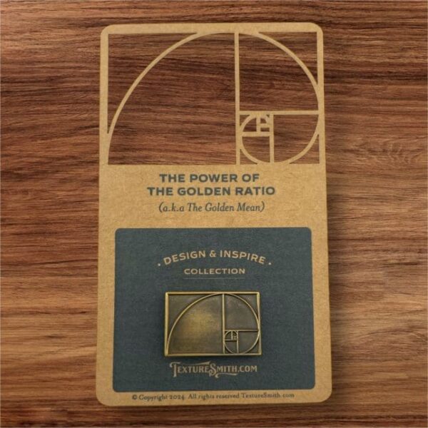 Book titled 'The Power of the Golden Ratio' with a wooden cover and golden spiral design.
