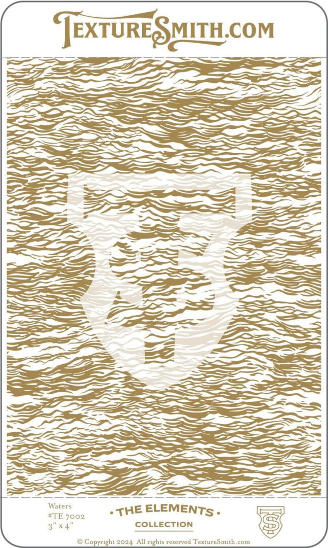 A stylized emblem resembling a shield with abstract internal designs on a textured brown background.