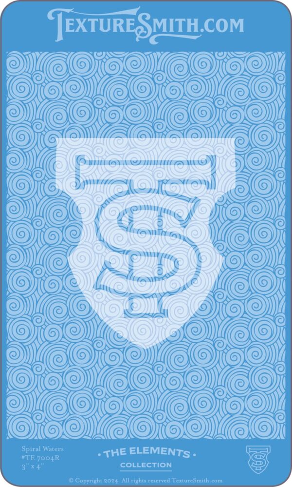 Blue shield emblem with intertwined letters TS on a patterned background.