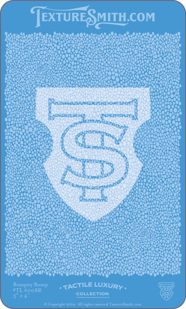 A blue mosaic tile emblem featuring stylized letters.
