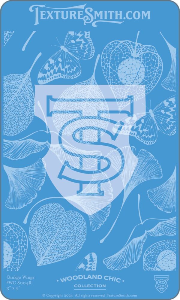 Blue-toned artistic design featuring stylized letters 'T' and 'S'.