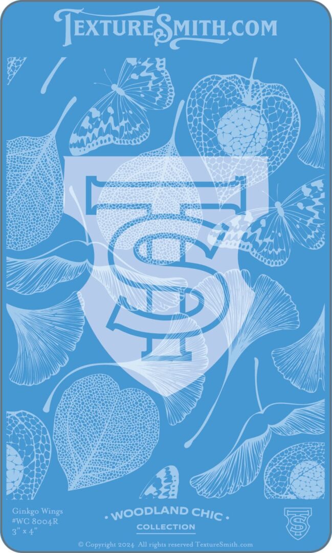 Blue-toned artistic design featuring stylized letters 'T' and 'S'.