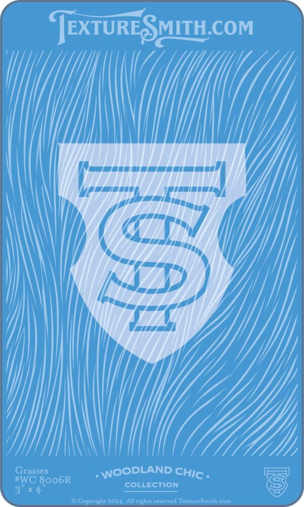 Blue patterned background with a central stylized emblem.