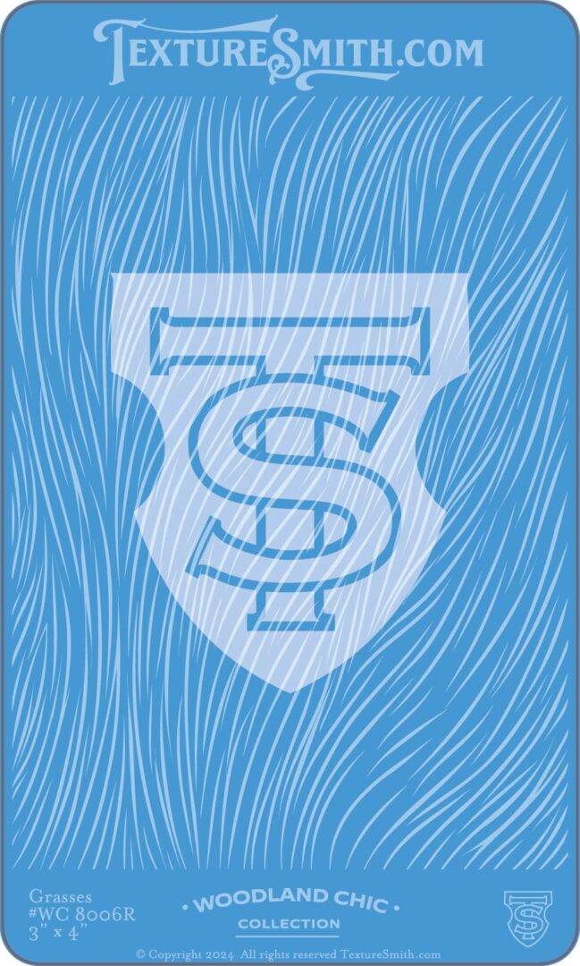 Blue patterned background with a central stylized emblem.