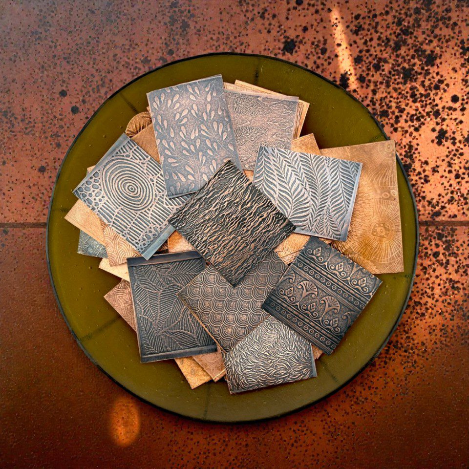 Bowl of copper textures