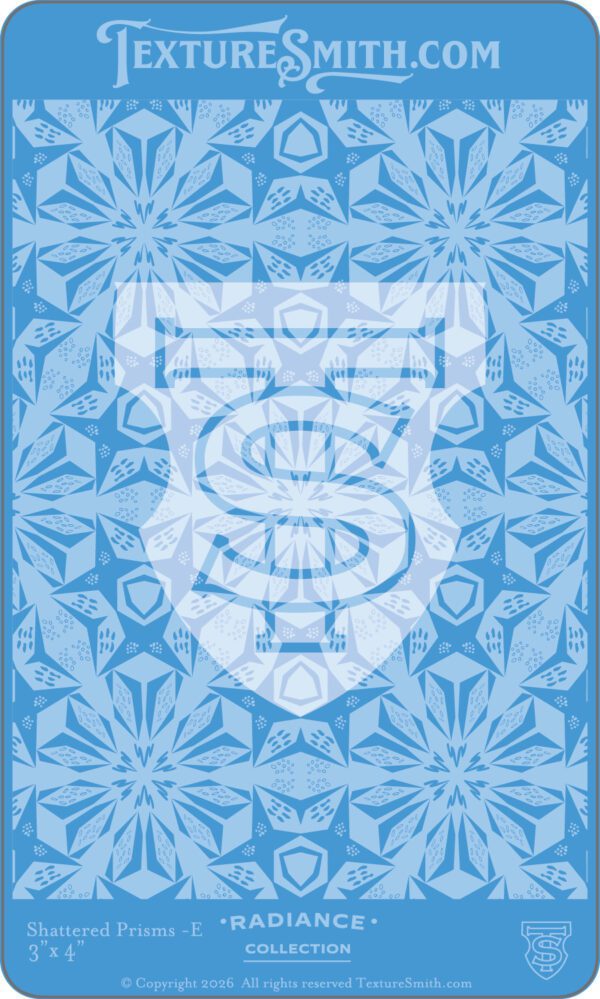 Blue geometric snowflake pattern with shield logo