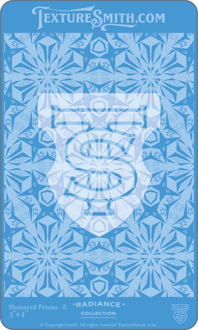 Blue geometric snowflake pattern with shield logo